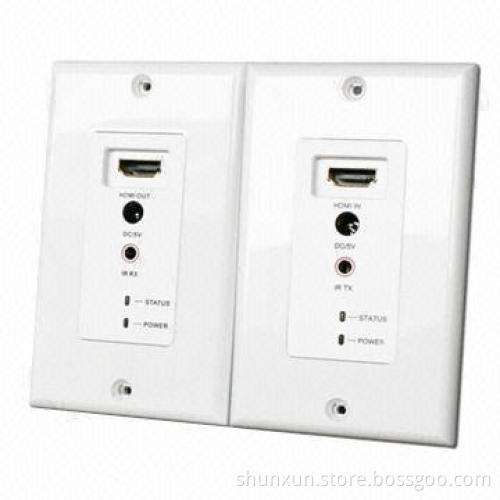 HDMI Wall Plate Extender, Supports CEC 3D and IR Control, Over 30m Cat5e Cable
